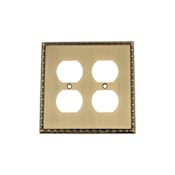 Nostalgic Warehouse Egg & Dart 2 Gang Victorian Vintage Restoration Duplex Wall Outlet Cover Antique Brass