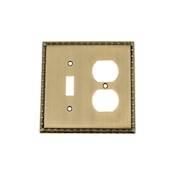 Nostalgic Warehouse Egg & Dart Single Victorian Vintage 2 Gang Single Toggle and Duplex Outlet Wall Plate Cover Antique Brass