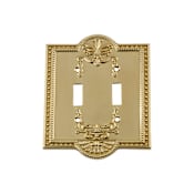 Nostalgic Warehouse Meadows Greek Revival Luxury Solid Brass 2 Gang Double Toggle Light Switch Wall Plate Cover Polished Brass