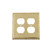 Nostalgic Warehouse Egg & Dart 2 Gang Victorian Vintage Restoration Duplex Wall Outlet Cover Polished Brass
