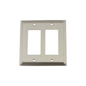 Nostalgic Warehouse Deco Vintage 2 Gang Double Rocker Light Switch Plate Cover - GFI Satin Nickel