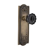 Nostalgic Warehouse Meadows Solid Brass Rose Dummy Door Knob Set with Black Crystal Door Knob Antique Brass