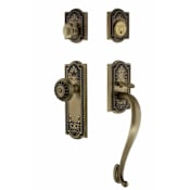 Nostalgic Warehouse Meadows Solid Brass Sectional Single Cylinder Keyed Entry Handle Set with S Handle and 2-3/4" Backset Antique Brass