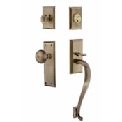 Nostalgic Warehouse New York Solid Brass Sectional Single Cylinder Keyed Entry Handle Set with S Handle and 2-3/4" Backset Antique Brass