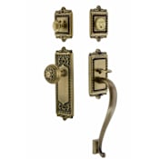 Nostalgic Warehouse Egg and Dart Solid Brass Sectional Single Cylinder Keyed Entry Handle Set with S Handle and 2-3/4" Backset Antique Brass