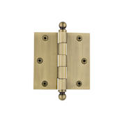 Nostalgic Warehouse 3-1/2" x 3-1/2" Plain Bearing Square Corner Mortise Hinge with Ball Tip Antique Brass