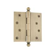Nostalgic Warehouse 4" x 4" Plain Bearing Square Corner Mortise Hinge with Ball Tip Antique Brass