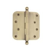 Nostalgic Warehouse 4" x 4" Plain Bearing 5/8" Radius Corner Mortise Hinge with Ball Tip Antique Brass