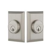 Nostalgic Warehouse New York Solid Brass Double Cylinder Deadbolt with 2-3/8" Backset Satin Nickel