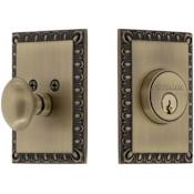 Nostalgic Warehouse Solid Brass Neoclassical Solid Brass Single Cylinder Keyed Entry Deadbolt with 2-3/8" Backset Antique Brass