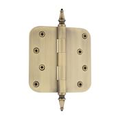 Nostalgic Warehouse 4" x 4" Plain Bearing 5/8" Radius Corner Mortise Hinge with Steeple Tip Antique Brass