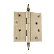 Nostalgic Warehouse 4" x 4" Plain Bearing Square Corner Mortise Hinge with Steeple Tip Antique Brass