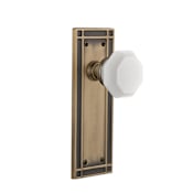 Nostalgic Warehouse Mission Solid Brass Rose Passage Door Knob Set with White Milk Glass Waldorf Knob and 2-3/4" Backset Antique Brass