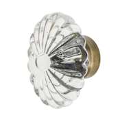 Nostalgic Warehouse Vintage Oval Fluted Crystal 1-3/16" Cabinet Knob Antique Brass