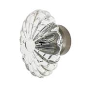 Nostalgic Warehouse Vintage Oval Fluted Crystal 1-3/16" Cabinet Knob Satin Nickel