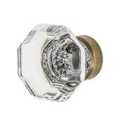 Nostalgic Warehouse Vintage Waldorf Crystal 1-3/8" Octagonal Cabinet Knob Antique Brass