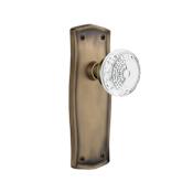 Nostalgic Warehouse Vintage Crystal Meadows Passage Door Knob Set with Prairie Rose and 2-3/8" Backset Antique Brass