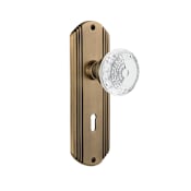 Nostalgic Warehouse Vintage Crystal Meadows Privacy Door Knob Set with Deco Rose, 2-3/4" Backset and Decorative Keyhole Antique Brass
