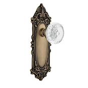 Nostalgic Warehouse Vintage Crystal Meadows Passage Door Knob Set with Victorian Rose and 2-3/8" Backset Antique Brass