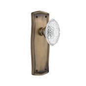 Nostalgic Warehouse Vintage Crystal Victorian Passage Door Knob Set with Prairie Rose and 2-3/4" Backset Antique Brass