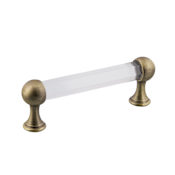Nostalgic Warehouse Crystal 3-3/4 Inch Center to Center Handle Cabinet Pull Antique Brass