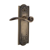 Nostalgic Warehouse Swan Privacy Door Lever Set with Meadows Rose for 2-3/8" Backset Doors Antique Brass