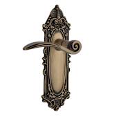 Nostalgic Warehouse Swan Privacy Door Lever Set with Victorian Rose for 2-3/4" Backset Doors Antique Brass