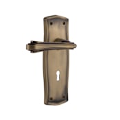 Nostalgic Warehouse Fleur Passage Door Lever Set with Prairie Rose and Decorative Keyhole for 2-3/8" Backset Doors Antique Brass
