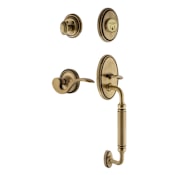 Nostalgic Warehouse Classic Right Handed Sectional Single Cylinder Keyed Entry Door Handleset with C Grip and Manor Lever for 2-3/8" Backset Doors Antique Brass