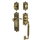 Nostalgic Warehouse Egg and Dart Right Handed Sectional Single Cylinder Keyed Entry Door Handleset with C Grip and Manor Lever for 2-3/4" Backset Doors Antique Brass