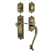 Nostalgic Warehouse Egg and Dart Right Handed Sectional Single Cylinder Keyed Entry Door Handleset with S Grip and Manor Lever for 2-3/8" Backset Doors Antique Brass