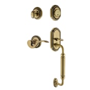 Nostalgic Warehouse Rope Right Handed Sectional Single Cylinder Keyed Entry Door Handleset with C Grip and Manor Lever for 2-3/8" Backset Doors Antique Brass