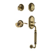 Nostalgic Warehouse Rope Right Handed Sectional Single Cylinder Keyed Entry Door Handleset with F Grip and Manor Lever for 2-3/4" Backset Doors Antique Brass