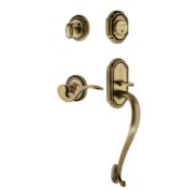 Nostalgic Warehouse Rope Right Handed Sectional Single Cylinder Keyed Entry Door Handleset with S Grip and Manor Lever for 2-3/8" Backset Doors Antique Brass