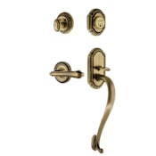 Nostalgic Warehouse Rope Right Handed Sectional Single Cylinder Keyed Entry Door Handleset with S Grip and Fleur Lever for 2-3/8" Backset Doors Antique Brass