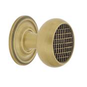 Nostalgic Warehouse Craftsman 1-3/8" Luxury Solid Brass Deco Weave Mushroom Cabinet / Drawer Knob with Round Backplate Antique Brass
