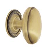 Nostalgic Warehouse Homestead Vintage Farmhouse 1-3/4" Oval Cabinet Knob with Backplate - Solid Brass Antique Brass