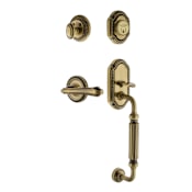 Nostalgic Warehouse Rope Left Handed Sectional Single Cylinder Keyed Entry Door Handleset with F Grip and Fleur Lever for 2-3/4" Backset Doors Antique Brass