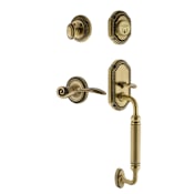 Nostalgic Warehouse Rope Left Handed Sectional Single Cylinder Keyed Entry Door Handleset with C Grip and Swan Lever for 2-3/4" Backset Doors Antique Brass