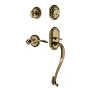 Nostalgic Warehouse Rope Left Handed Sectional Single Cylinder Keyed Entry Door Handleset with S Grip and Swan Lever for 2-3/4" Backset Doors Antique Brass