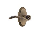 Nostalgic Warehouse Swan Left Handed Privacy Door Lever Set with Cottage Rose for 2-3/8" Backset Doors Antique Brass