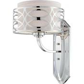 Nuvo Lighting Harlow Single Light 8-7/8" Wide Bathroom Sconce with Woven Fabric Shade and Metal Accent Polished Nickel