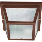 Nuvo Lighting 2 Light 9-1/4" Wide Outdoor Flush Mount Square Ceiling Fixture with Patterned Glass Shade Old Bronze