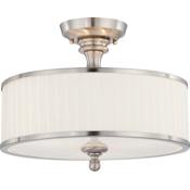 Nuvo Lighting Candice 3 Light 15" Wide Semi-Flush Drum Ceiling Fixture Brushed Nickel