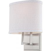 Nuvo Lighting Gemini Single Light 8" Wide Bathroom Sconce with Woven Fabric Shade Brushed Nickel