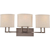 Nuvo Lighting Gemini 3 Light 27-1/4" Wide Bathroom Vanity Light with Woven Fabric Shades Hazel Bronze