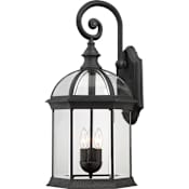 Nuvo Lighting Boxwood 3 Light 26-1/4" Tall Outdoor Wall Sconce with Clear Glass Shade - ADA Compliant Textured Black