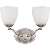 Nuvo Lighting Patton 2 Light 15" Wide Bathroom Vanity Light with Frosted Glass Shades Brushed Nickel