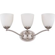 Nuvo Lighting Patton 3 Light 21" Wide Bathroom Vanity Light with Frosted Glass Shades Brushed Nickel