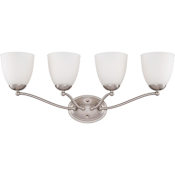 Nuvo Lighting Patton 4 Light 28" Wide Bathroom Vanity Light with Frosted Glass Shades Brushed Nickel